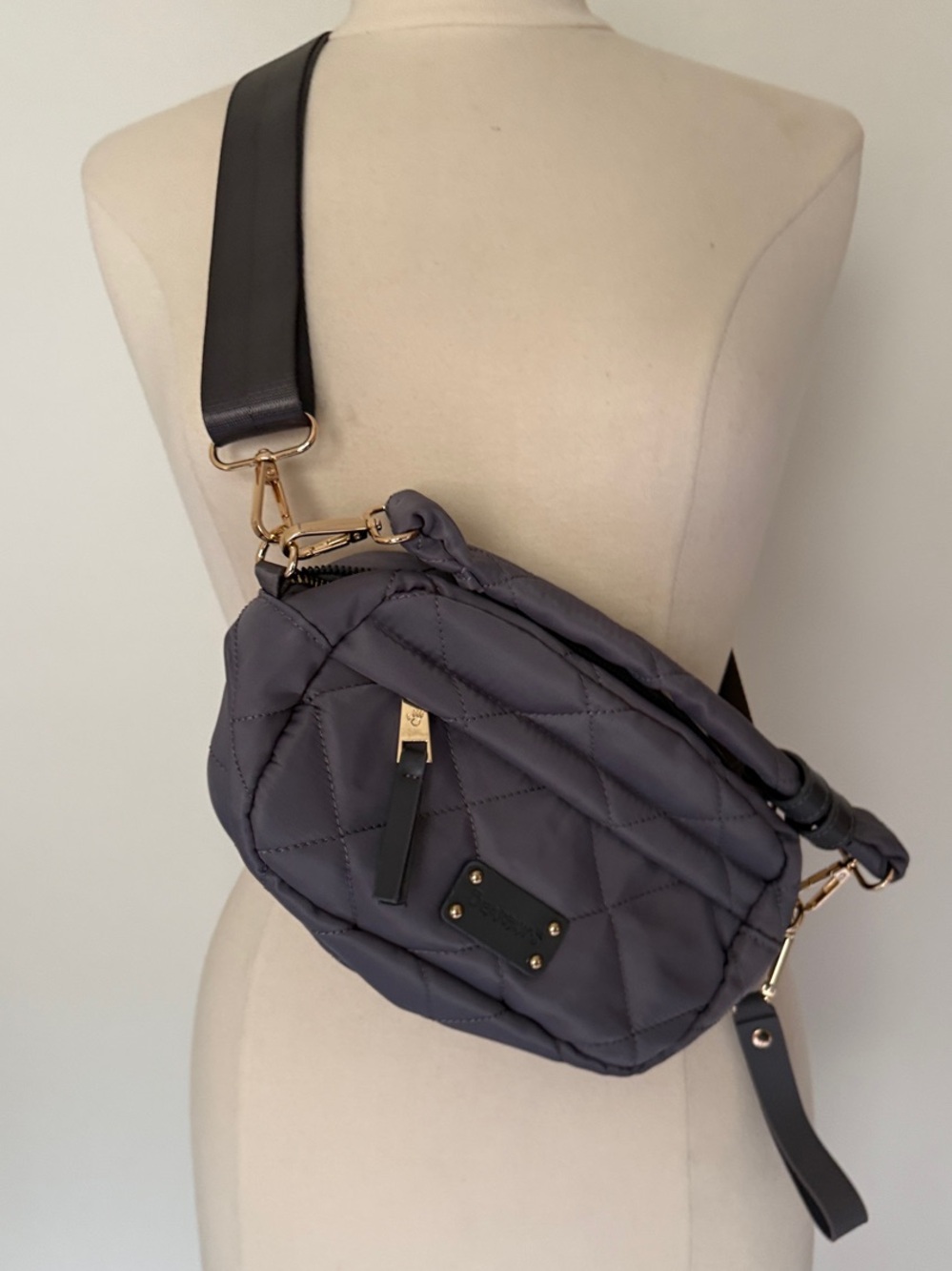BearPaw Quilted Crossbody Belt Bag - Gray